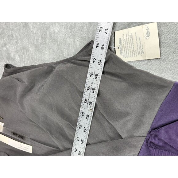 Nougat London Silk Dress Purple Detail Womens Sz 3 Peat Grey Career Money Preppy - Picture 7 of 10
